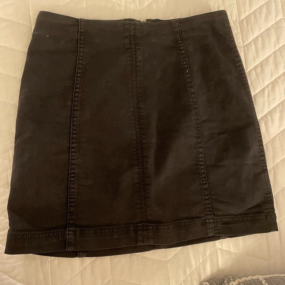 Free People Black Denim Skirt